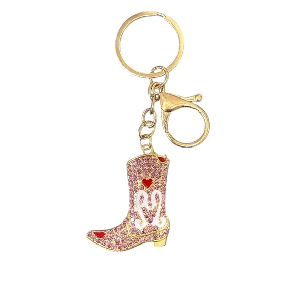 Mint Accessories - NWT Sparkling Pink Rhinestone Goldtone Cowboy Boot Keychain & Bag Charm